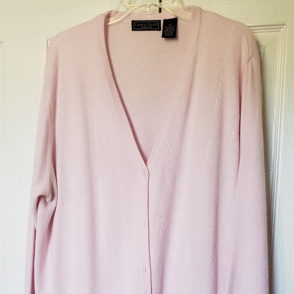 Laura Scott Cardigan Soft Pink 2X